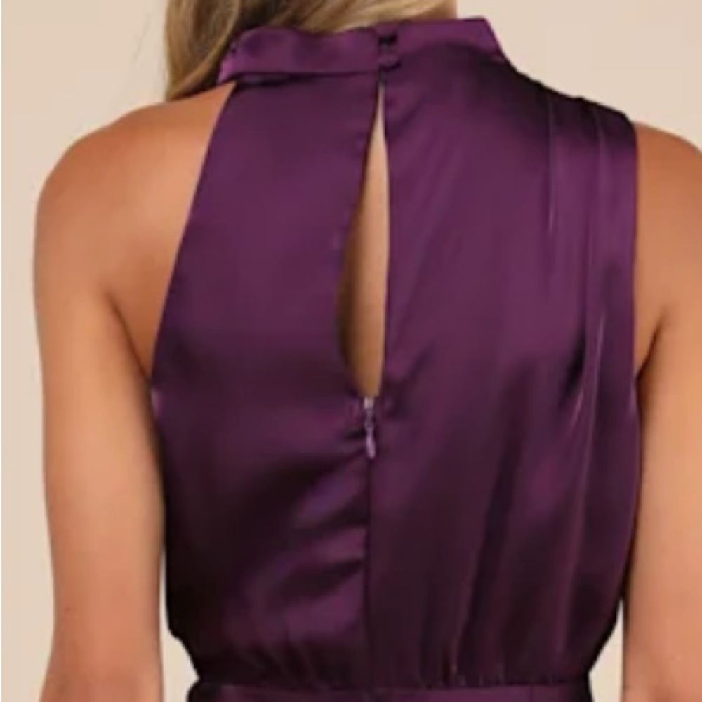 Lulus Distinctive Charm Purple Satin Asymmetrical Maxi Dress Size XS - Picture 6 of 17